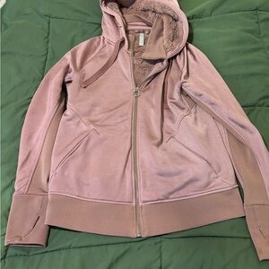 Athleta Mauve Pink Zip-Up Hoodie with Sherpa Lining